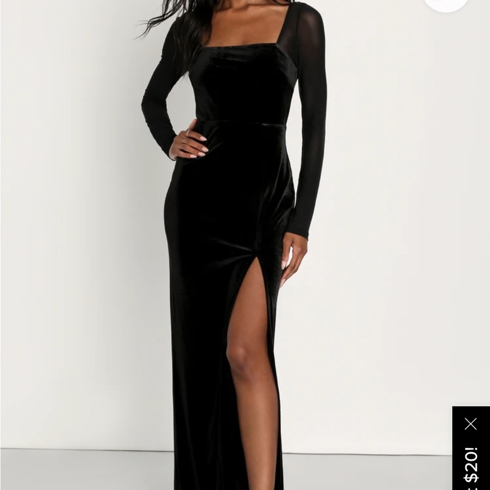Lulu's Black Velvet Maxi Dress
